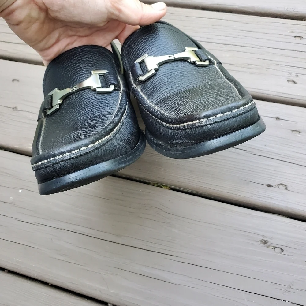 Allen Edmonds Firenze Black Leather Italian Moc‎ Toe Horsebit Vamp Saddle Loafer